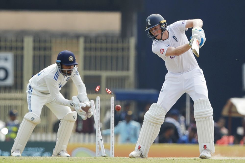 Ranchi: England's Zak Crawley is bowled by India's Kuldeep Yadav during the third day of the fourth Test cricket match between India and England, in Ranchi, Sunday, Feb. 25, 2024. (Photo: IANS/@BCCI)